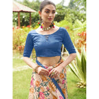 Seduva Women's Faux_Tussar Kalamkari_Print Saree With Unstitched Blouse 5.5Mtr (Blue)