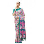 Seduva Women's Faux_Tussar Kalamkari_Print Saree With Unstitched Blouse 5.5Mtr (Green)