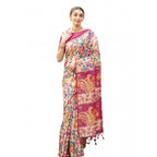 Seduva Women's Faux_Tussar Kalamkari_Print Saree With Unstitched Blouse 5.5Mtr (Pink)