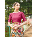Seduva Women's Faux_Tussar Kalamkari_Print Saree With Unstitched Blouse 5.5Mtr (Pink)