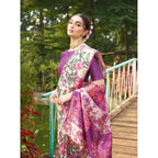 Seduva Women's Faux_Tussar Kalamkari_Print Saree With Unstitched Blouse 5.5Mtr (Purple)