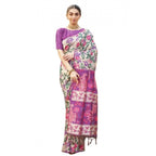 Seduva Women's Faux_Tussar Kalamkari_Print Saree With Unstitched Blouse 5.5Mtr (Purple)