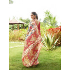 Seduva Women's Faux_Tussar Kalamkari_Print Saree With Unstitched Blouse 5.5Mtr (Red)