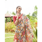 Seduva Women's Faux_Tussar Kalamkari_Print Saree With Unstitched Blouse 5.5Mtr (Red)