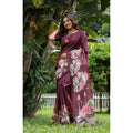 Seduva Women's Faux_Tussar Floral Saree With Unstitched Blouse 5.5Mtr (Purple)