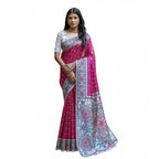 Seduva Women's Faux_Tussar Geometric_Print Saree With Unstitched Blouse 5.5Mtr (Pink)