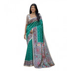 Seduva Women's Faux_Tussar Geometric_Print Saree With Unstitched Blouse 5.5Mtr (Rama_Green)