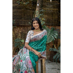 Seduva Women's Faux_Tussar Geometric_Print Saree With Unstitched Blouse 5.5Mtr (Rama_Green)