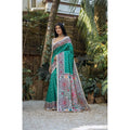 Seduva Women's Faux_Tussar Geometric_Print Saree With Unstitched Blouse 5.5Mtr (Rama_Green)