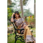Seduva Women's Faux_Tussar Geometric_Print Saree With Unstitched Blouse 5.5Mtr (Mustard)