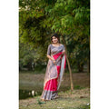 Seduva Women's Faux_Tussar Geometric_Print Saree With Unstitched Blouse 5.5Mtr (Pink)