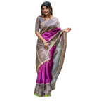 Seduva Women's Faux_Tussar Geometric_Print Saree With Unstitched Blouse 5.5Mtr (Purple)