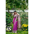 Seduva Women's Faux_Tussar Geometric_Print Saree With Unstitched Blouse 5.5Mtr (Purple)
