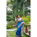 Seduva Women's Faux_Tussar Geometric_Print Saree With Unstitched Blouse 5.5Mtr (Royal_Blue)
