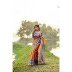 Seduva Women's Faux_Tussar Geometric_Print Saree With Unstitched Blouse 5.5Mtr (Rust)