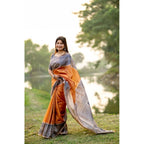 Seduva Women's Faux_Tussar Geometric_Print Saree With Unstitched Blouse 5.5Mtr (Rust)