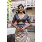 Seduva Women's Faux_Tussar Floral Jal With Patola Print Saree With Unstitched Blouse 5.5Mtr (Black)