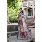 Seduva Women's Faux_Tussar Floral Jal With Patola Print Saree With Unstitched Blouse 5.5Mtr (Black)