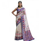 Seduva Women's Faux_Tussar Floral Jal With Patola Print Saree With Unstitched Blouse 5.5Mtr (Blue)