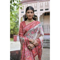 Seduva Women's Faux_Tussar Floral Jal With Patola Print Saree With Unstitched Blouse 5.5Mtr (Maroon)