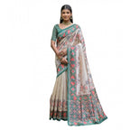 Seduva Women's Faux_Tussar Floral Jal With Patola Print Saree With Unstitched Blouse 5.5Mtr (Teal)