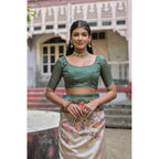 Seduva Women's Faux_Tussar Floral Jal With Patola Print Saree With Unstitched Blouse 5.5Mtr (Teal)