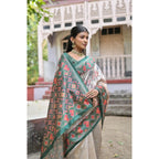 Seduva Women's Faux_Tussar Floral Jal With Patola Print Saree With Unstitched Blouse 5.5Mtr (Teal)
