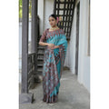 Seduva Women's Faux_Tussar Ikat Saree With Unstitched Blouse 5.5Mtr (Aqua_Blue)