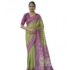 Seduva Women's Faux_Tussar Ikat Saree With Unstitched Blouse 5.5Mtr (Green)