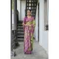 Seduva Women's Faux_Tussar Ikat Saree With Unstitched Blouse 5.5Mtr (Green)