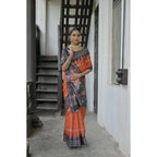 Seduva Women's Faux_Tussar Ikat Saree With Unstitched Blouse 5.5Mtr (Orange)