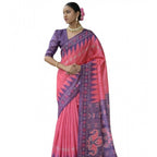 Seduva Women's Faux_Tussar Ikat Saree With Unstitched Blouse 5.5Mtr (Peach)