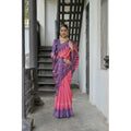 Seduva Women's Faux_Tussar Ikat Saree With Unstitched Blouse 5.5Mtr (Peach)