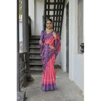 Seduva Women's Faux_Tussar Ikat Saree With Unstitched Blouse 5.5Mtr (Peach)