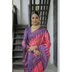 Seduva Women's Faux_Tussar Ikat Saree With Unstitched Blouse 5.5Mtr (Peach)