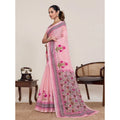 Seduva Women's Linen Floral Printed Saree With Unstitched Blouse 5.5Mtr (Pink)