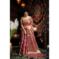 Seduva Women's Organza Woven Saree With Unstitched Blouse 5.5Mtr (Purple)