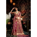 Seduva Women's Organza Woven Saree With Unstitched Blouse 5.5Mtr (Purple)