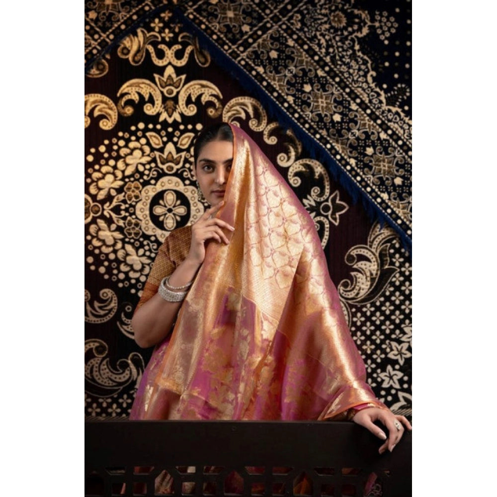 Seduva Women's Organza Woven Saree With Unstitched Blouse 5.5Mtr (Purple)
