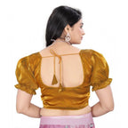 Seduva Women's Jimmy Solid Designer Neck Elastic Sleeve Readymade Blouse (Gold 38 , Alterable up to 42)-PID65828