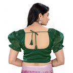 Seduva Women's Jimmy Solid Designer Neck Elastic Sleeve Readymade Blouse (Green 38 , Alterable up to 42)-PID65829