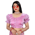 Seduva Women's Jimmy Solid Designer Neck Elastic Sleeve Readymade Blouse (Light Pink 38 , Alterable up to 42)-PID65830