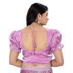 Seduva Women's Jimmy Solid Designer Neck Elastic Sleeve Readymade Blouse (Light Pink 38 , Alterable up to 42)-PID65830