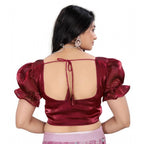 Seduva Women's Jimmy Solid Designer Neck Elastic Sleeve Readymade Blouse (Maroon 38 , Alterable up to 42)-PID65831