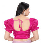 Seduva Women's Jimmy Solid Designer Neck Elastic Sleeve Readymade Blouse (Pink 38 , Alterable up to 42)-PID65832