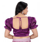 Seduva Women's Jimmy Solid Designer Neck Elastic Sleeve Readymade Blouse (Purple 38 , Alterable up to 42)-PID65833