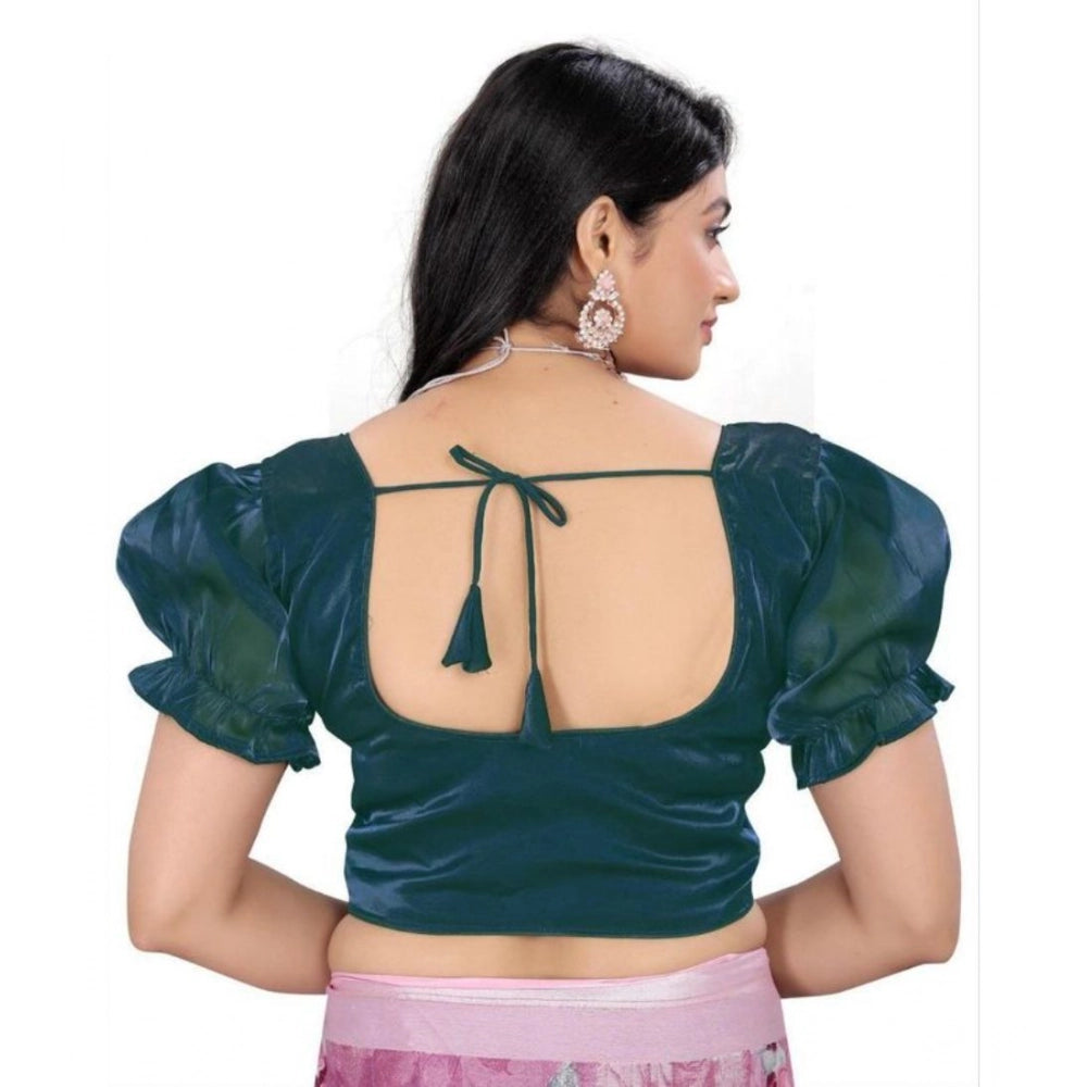 Seduva Women's Jimmy Solid Designer Neck Elastic Sleeve Readymade Blouse (Teal 38 , Alterable up to 42)-PID65835