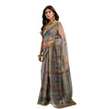 Seduva Women's Faux Linen Printed Ready to wear Saree With Unstitched Blouse 5.5Mtr (Multicolor)