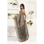 Seduva Women's Faux Linen Printed Ready to wear Saree With Unstitched Blouse 5.5Mtr (Multicolor)