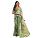Seduva Women's Faux Linen Printed Ready to wear Saree With Unstitched Blouse 5.5Mtr (Light_Green)